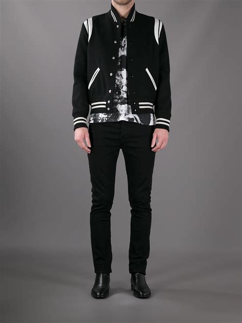 ysl black varsity jacket dupe|Saint Laurent Jackets for Men .